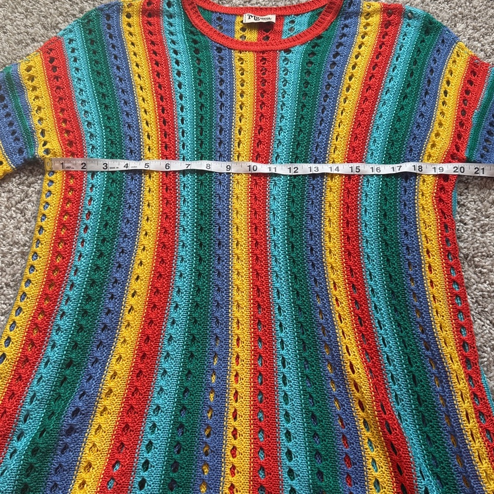 Show Me Your MuMu Cruz Rainbow Striped Perforated Colorful Knit Crochet Sweater - Picture 6 of 8